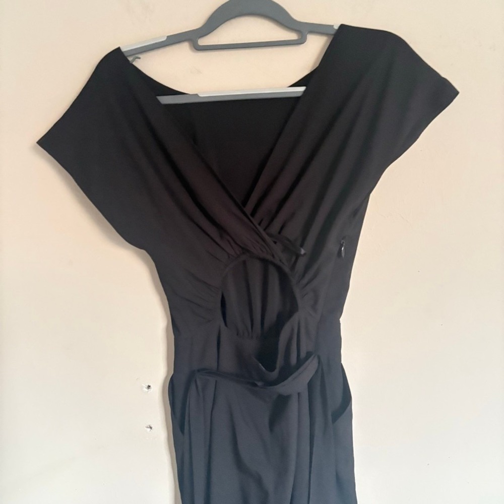 Bebe Black Cutout Back Wide Leg Belted Jumpsuit XXS RN86017 - Picture 14 of 16